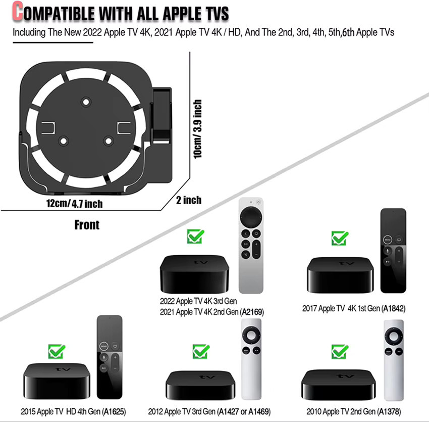 Wandhalterung für Apple TV 4K 2. bis 7. Generation in Schwarz oder Weiß - Bild 2