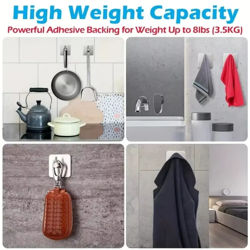 GUOFEI Set aus 4 selbstklebenden Handtuchhaken aus 304 Edelstahl für Badezimmer und Zuhause - Bild 4