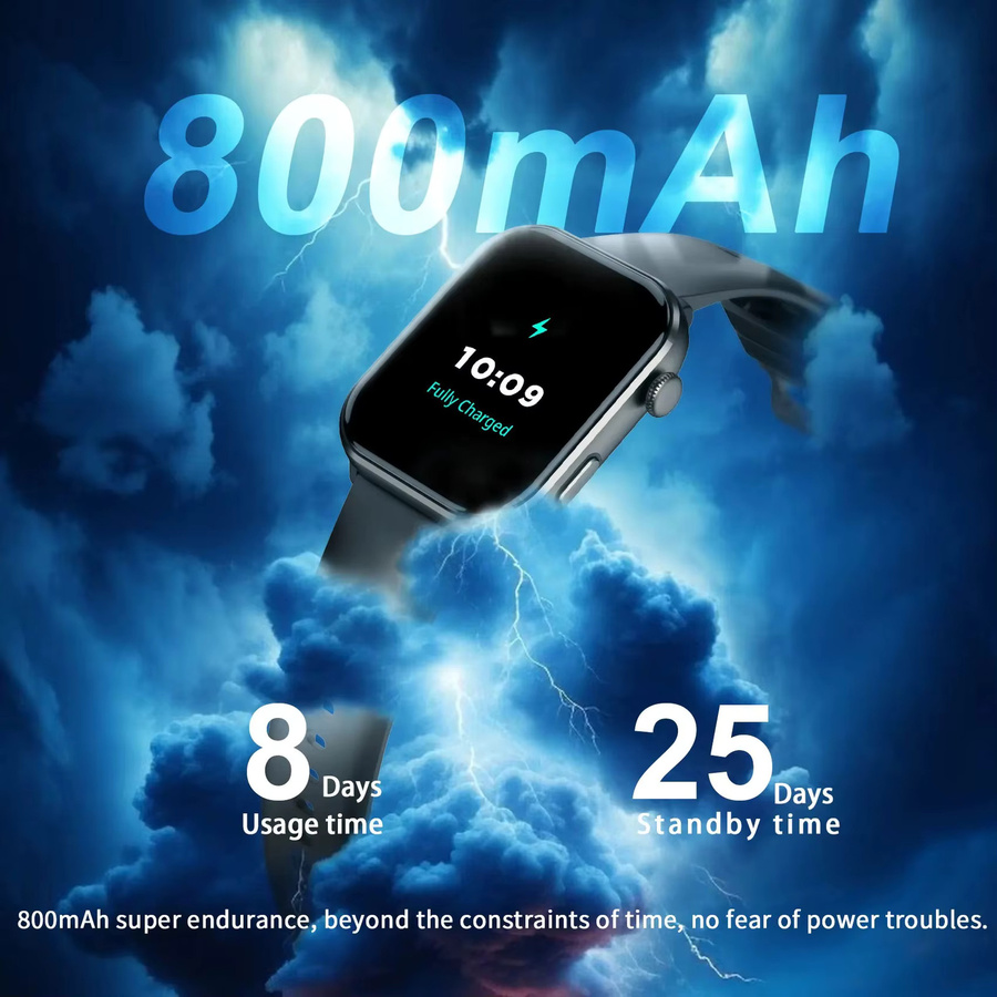 Blackview R60 Smartwatch mit 1,96 Zoll AMOLED HD-Bildschirm, Bluetooth-Anruffunktion, Herzfrequenz- und Blutsauerstoff-Monitor, Fitness-Tracker für Männer und Frauen in Schwarz - Bild 3