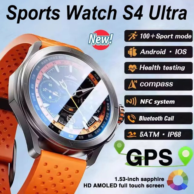 BOXUXING Smartwatch, GPS, Herren, Grau, Silikon, wasserdicht - Bild 1