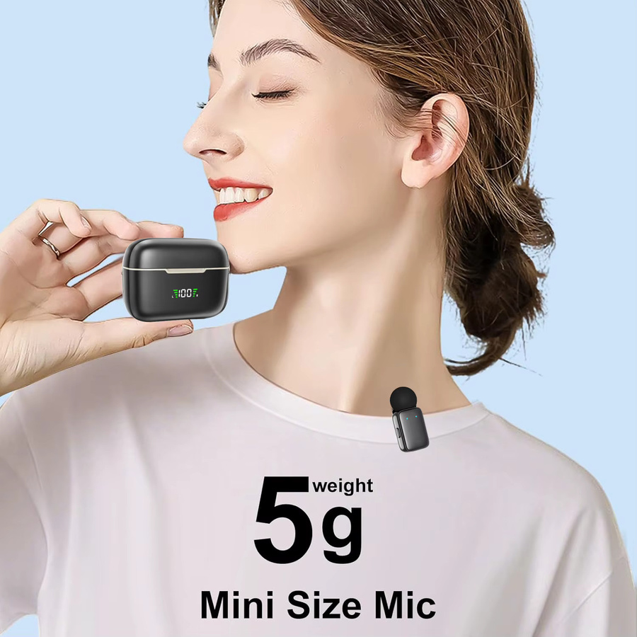 HITOZON Mini Kabellose Lavalier-Mikrofone mit Ladecase für Videoaufnahmen und Vlogging in Schwarz oder Beige - Bild 1