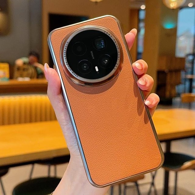 Honor Magic 8 Pro und Honor Magic 8 Handyhülle aus PU Leder mit Litschi Muster und galvanisiertem Rahmen in Schwarz, Grau, Grün, Braun oder Orange - Bild 1