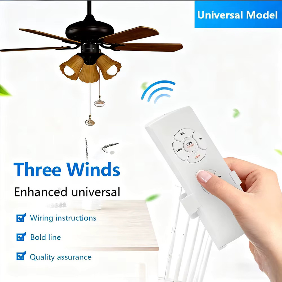Tedeligo Universal Deckenventilator Fernbedienung Set mit Timer und Windgeschwindigkeitssteuerung in Weiß - Bild 2