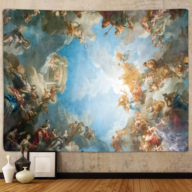 Sanzu Retro Renaissance Wandteppich Barock Engel Poster in Multicolour, B x H: 120 x 180 cm - Bild 1