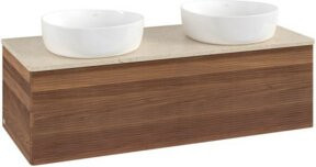 V&B Waschtischunterschrank Antao mit Frontstruktur und Beleuchtung in Walnut, B/T/H: 120 x 50 x 36 cm - Bild 1