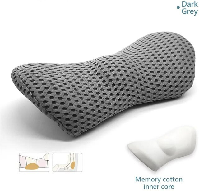 Yiran Furniture Atmungsaktives Memory-Foam Lordosenstützkissen für Autositz und Bett, Grau, B/T/H: 32 x 24 x 13 cm - Bild 1