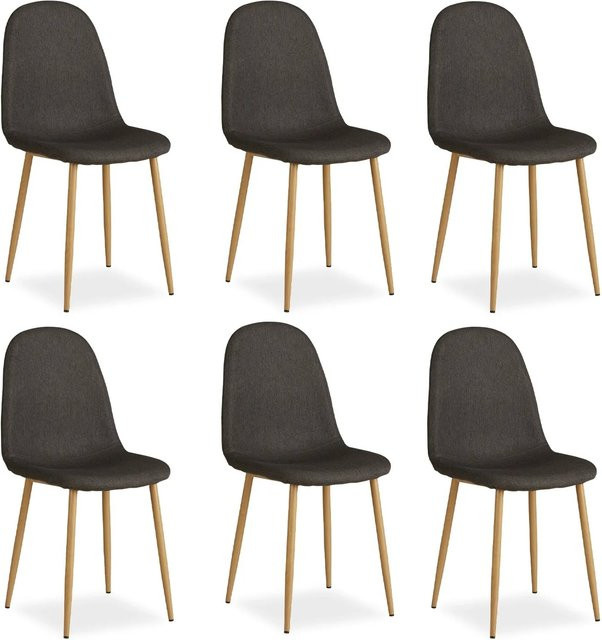 Homestyle4u Esszimmerstuhl 6er Set in Anthrazit mit Polsterung aus Polyester und Metallgestell - Bild 1