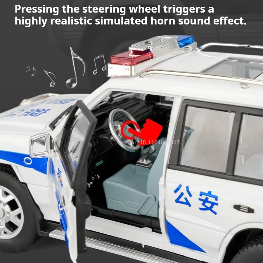 RMZ city Mitsubishi Pajero Modellauto, 1:18, Polizei, Metall, mit Rückziehfunktion, öffnende Türen - Bild 4