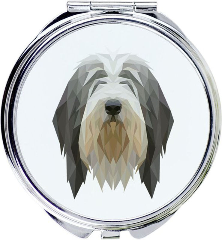 Art-dog Rund Spiegel mit Bearded Collie und Highland Collie Foto sowie geometrischer Aufschrift in Mehrfarbig - Bild 1