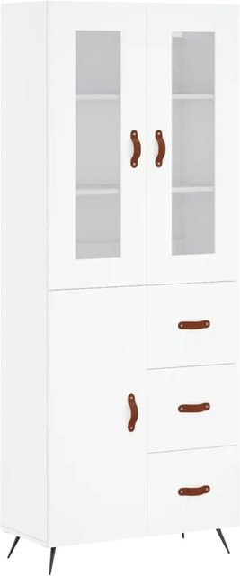 vidaXL Highboard Weiß mit Glastüren und Regalen, B/T/H: 69,5 x 34 x 180 cm - Bild 1
