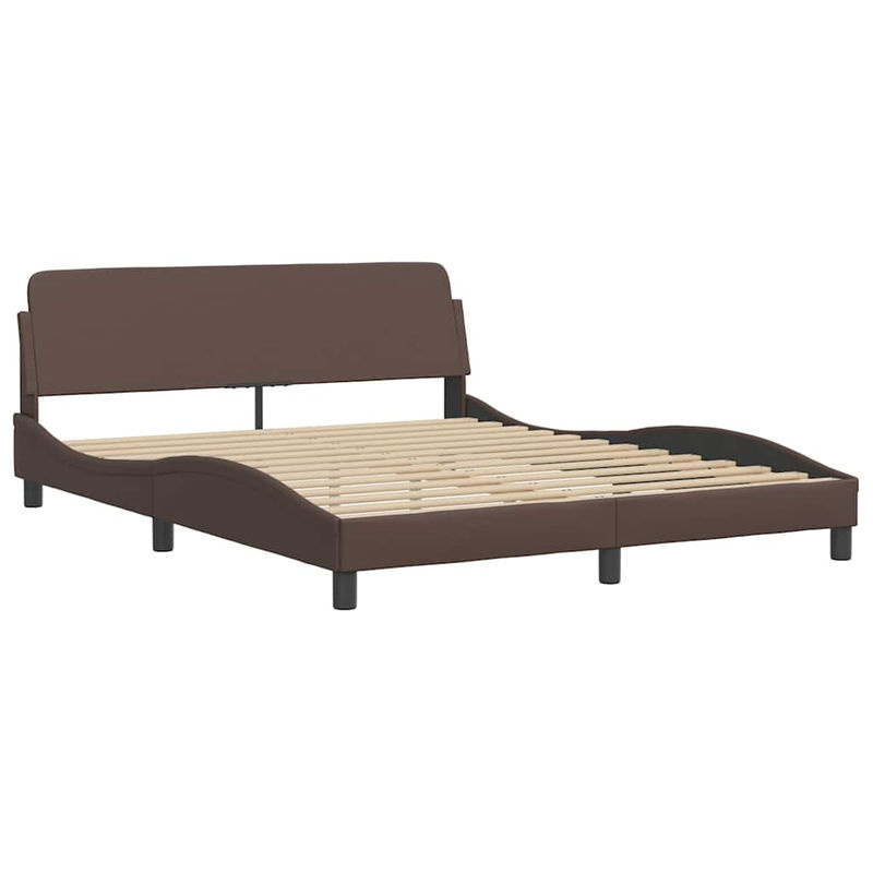 vidaXL Bettgestell aus Kunstleder in Braun mit Kiefernholz, B/T/H: 160 x 200 x 165 cm - Bild 2