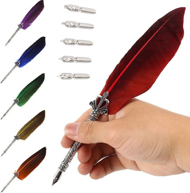 Vintage Kalligraphie Feder Stift in Rot aus Metall für englische Schreibkunst - Bild 1
