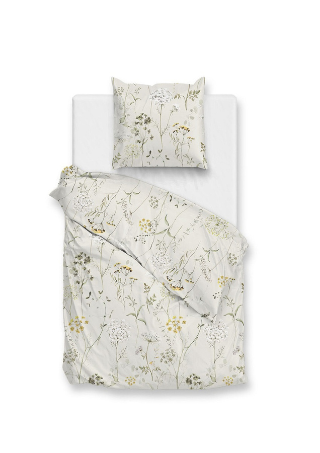 Zo! Home Flanell Bettwäsche Leontine Natural Wiesenblumen Gräser in Beige und Multicolour, Set bestehend aus Bettbezug und Kissenbezug, B/H: 135 x 200 cm und 80 x 80 cm - Bild 1