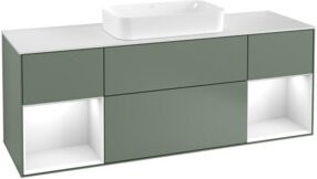 V&B Waschtischunterschrank Finion mit Wandbeleuchtung, Farbe Weiß lackiert, Breite: 160 cm - Bild 1