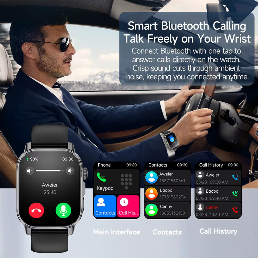 GUHUAVMI EKG Smartwatch Schwarz mit Blutdruckmessung, Blutsauerstoffsensor und Gesundheitsdiagnose für Männer und Frauen - Bild 5