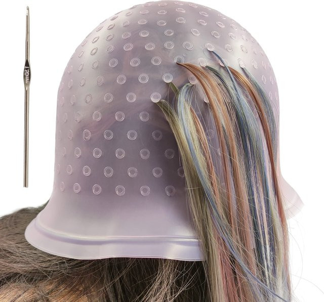 Wiederverwendbare Silikon Haar Färbekappe mit Metallhaken, 2er-Set - Bild 1