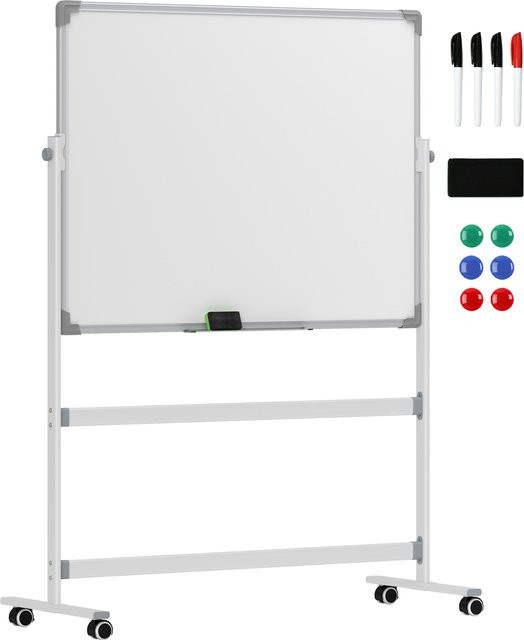 HOMCOM Magnetisches Whiteboard mit Ständer und Rollen, Doppelseitige Magnettafel, 360 Grad schwenkbar und 3-stufig verstellbar, Breite: 120 cm, Höhe: 90 cm - Bild 1