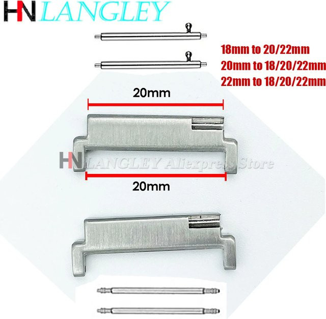 Langley Metalladapter für Armbänder, Silber, Unisex, 18 mm auf 20/22 mm - Bild 1