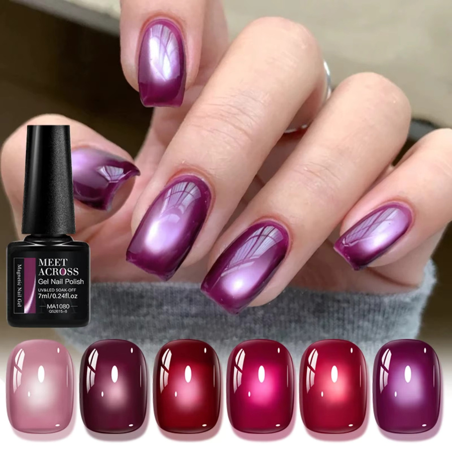 MEET ACROSS Winter Rose Magnetisches Gel Nagellack Set, 2 Stück - Bild 1