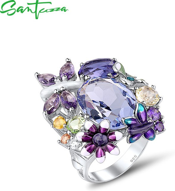 SANTUZZA Ring, 925 Silber, lila Schmetterling, Damen - Bild 1