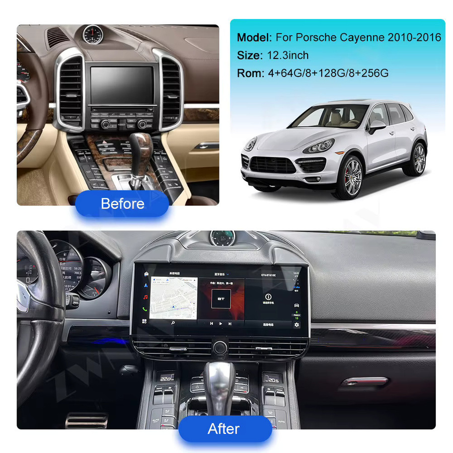 ZWNAV Android 13 Multimedia Player mit Qualcomm Prozessor und GPS für Porsche Cayenne 958 92A (2010-2017) in Schwarz mit Carplay und Navigation - Bild 2