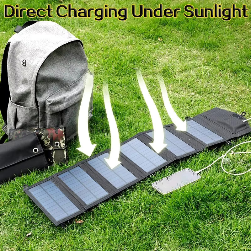 800W Hochleistungs-Solarpanel mit 6-fach faltbarem Design, 20Wh Schnellladegerät mit USB-C und DC-Anschluss, mobile Stromversorgung in Schwarz - Bild 2