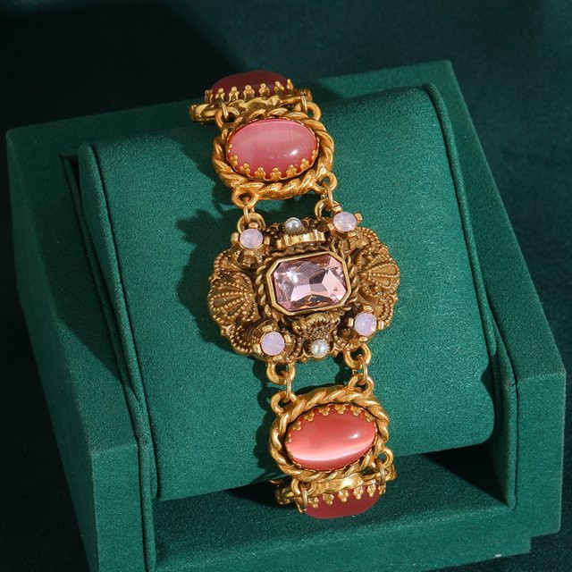 STALAIT Armband, rosa Katzenaugenstein, goldfarben, Damen - Bild 1