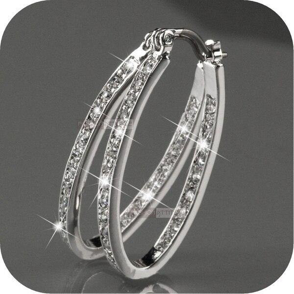 Wucifang Jewelry Diamant-Creolen, 925 Silber, 18 Karat Gold, Damen - Bild 1