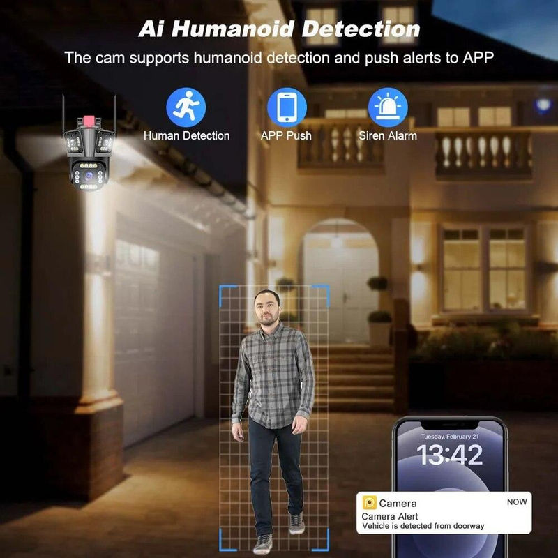 LS VISION 5K 12MP Outdoor Sicherheit Kamera mit WiFi, 10X Zoom, Drei-Objektiv-PTZ und Auto Tracking für die Überwachung - Bild 6