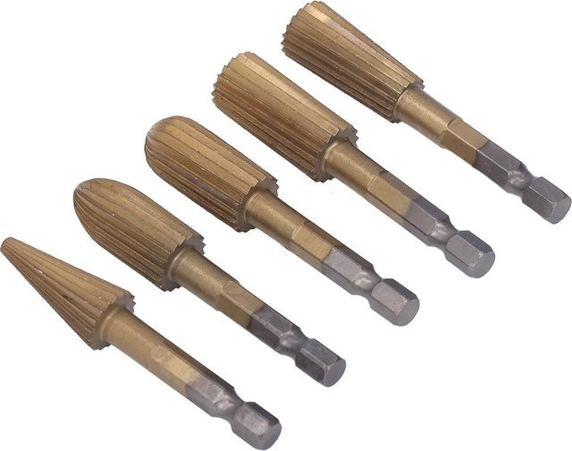 5 Stück Rotationsfeile Frässtift Set aus Schnellarbeitsstahl mit Sechskantschaft für Kunststoff und Stein in Gold - Bild 1