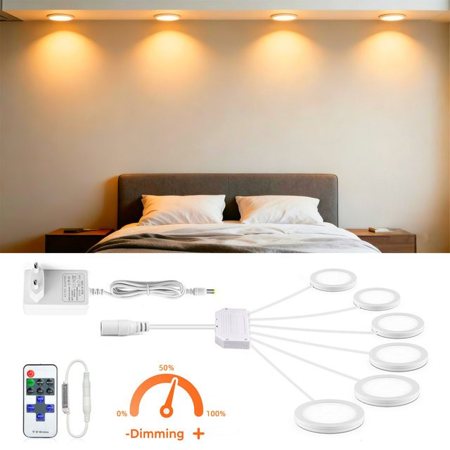 Lcamaw LED Deckenleuchte aus Aluminium mit Fernbedienung, dimmbares Puck-Licht in Weiß für Küche und Schlafzimmer - Bild 1