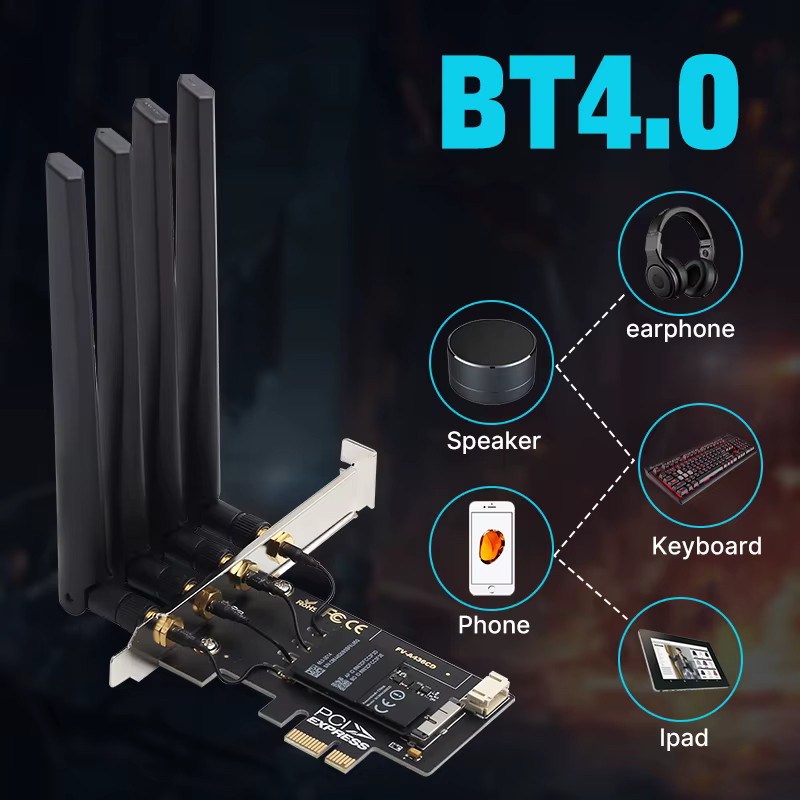 FENVI BCM94360CD PCIe Wireless Adapter mit Dual Band 2,4G/5GHz und Bluetooth 4,0 für macOS Airdrop Handoff und Windows 10, Schwarz - Bild 2