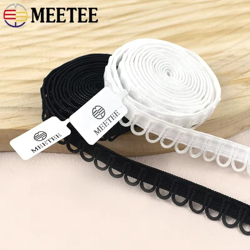 Meetee Nylon Gummiband mit U-Form Schleife und Knopfloch für DIY Näbzubehör in Weiß - Bild 5
