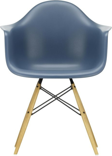 Vitra DAW Eames Plastic Armchair mit Armlehnen in Blau und Ahornholzgestell - Bild 1