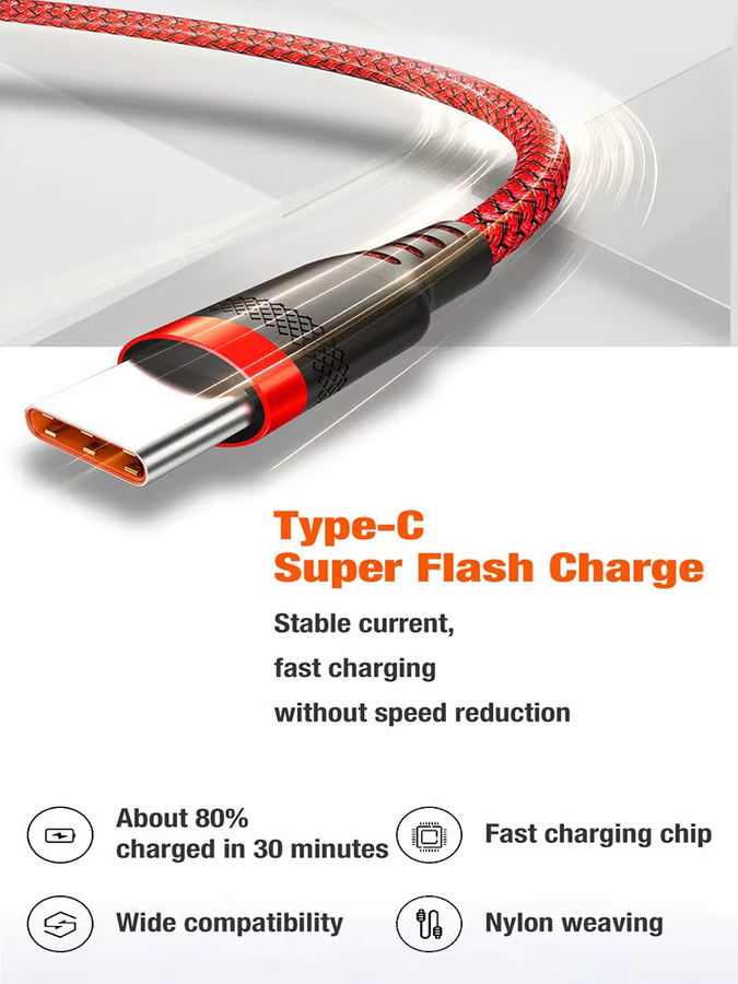 Nephy USB-C zu Typ-C Kabel PD 60W Schnellladegerät in Rot - Bild 7