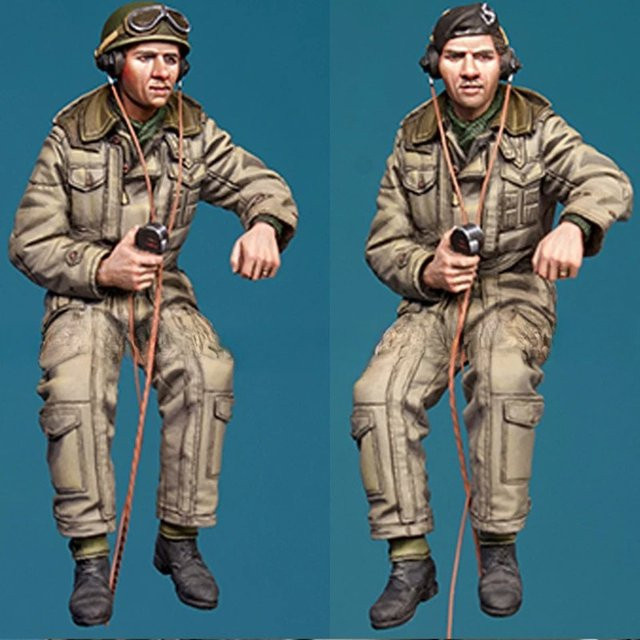 BAANFU Soldatenfiguren-Set, britischer Panzerkommandant, 2 Personen, Maßstab 1:35, unmontiert, unbemalt - Bild 1