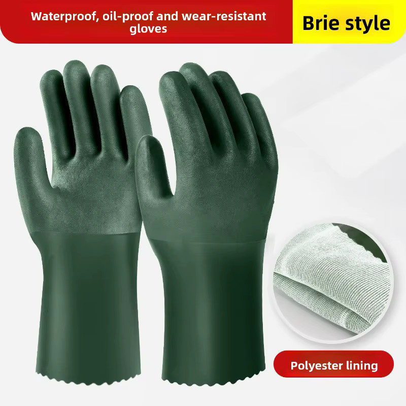 Grüne industrielle Arbeitsschutzhandschuhe wasserdicht ölbeständig säurebeständig und korrosionsbeständig mit Rutschfestigkeit - Bild 5
