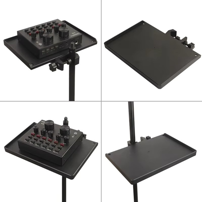 KOQZM Mikrofonständer mit Tablett für Studio und Rundfunk, Schwarz - Bild 4