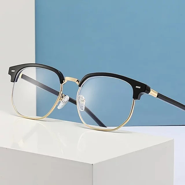 DIXSG Korrektionsbrille Herren, Halbrand, Browline, Schwarz - Bild 1