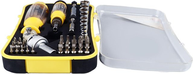 Multifunktionales 56 in 1 Ratschenschraubendreher-Set von Koogeelife aus Kohlenstoffstahl in Weiß und Gelb - Bild 1