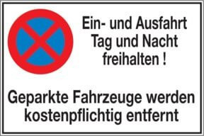 SafetyMarking Parkverbotsschild Ein-und Ausfahrt freihalten aus Aluminium in Weiß, B: 60 cm, H: 40 cm - Bild 1