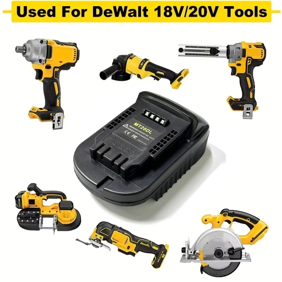 MT20DL Batterieadapter für Makita 18V Li-Ionen-Akkus als Konverter für Dewalt 18V 20V DCB200 Elektrowerkzeuge, Farbe: Schwarz - Bild 4