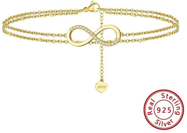 Fußkettchen 925 Silber, Zirkonia, Damen - Bild 1