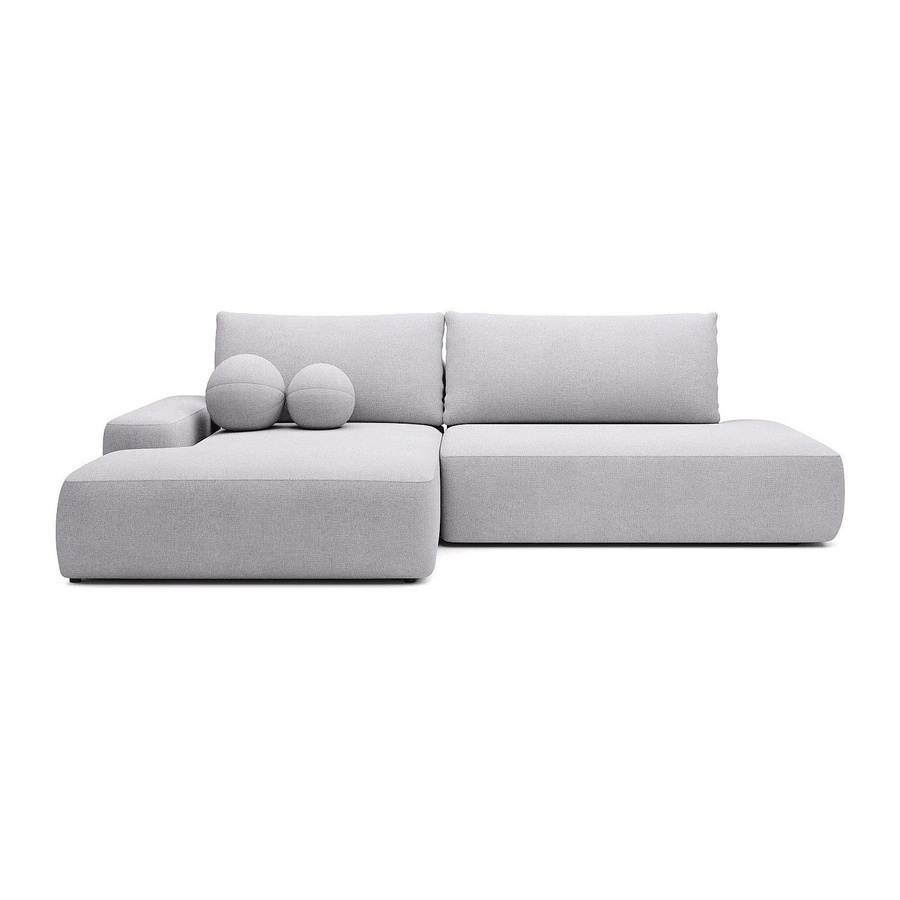 Vente-unique Schlafsofa Daviso in Lichtgrau mit L-Form und Stoffbezug, Breite: 276 cm - Bild 2