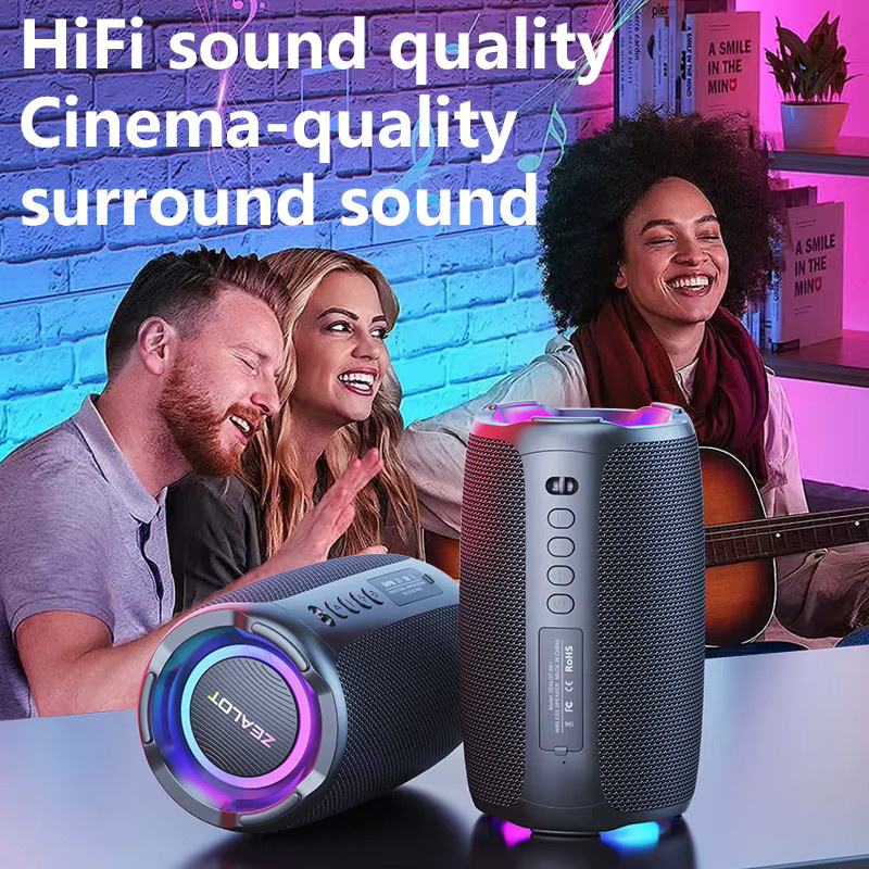 Zealot S61 Kabelloser Lautsprecher mit 20 W Leistung, Tragbarer Subwoofer mit 3000-mAh-Akku, EQ-Modus und Dual-Pairing in Schwarz - Bild 4
