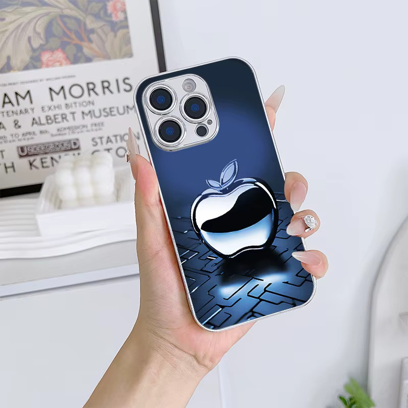 Sturzsichere Apple Painting Glas-Design Handyhülle für iPhone 11 bis iPhone 17 Pro Max in Blau - Bild 3