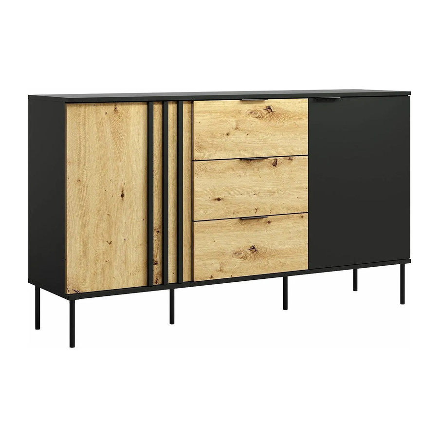 Tunalo Sideboard in Schwarz und Naturfarben Hell mit einer Breite von 165,1 cm - Bild 2