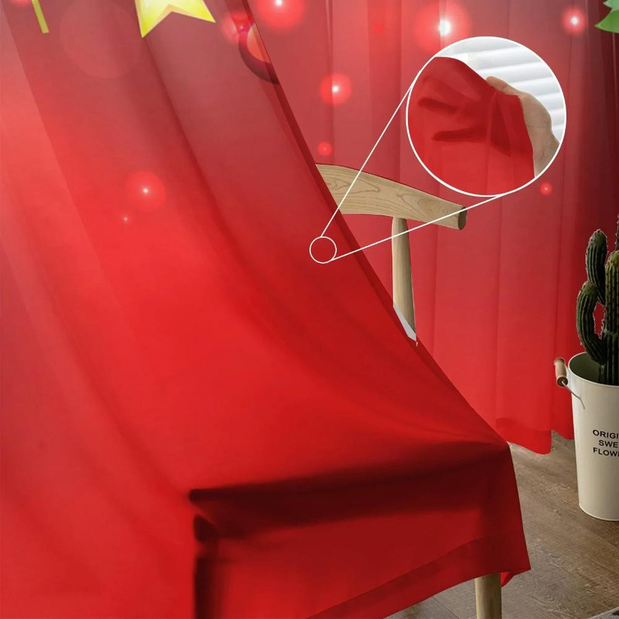 Transparenter Chiffon-Vorhang von Yiran Furniture mit Sternen und Schneeflocken für deine Weihnachtsdekoration, Breite: 135 cm, Höhe: 115 cm - Bild 2