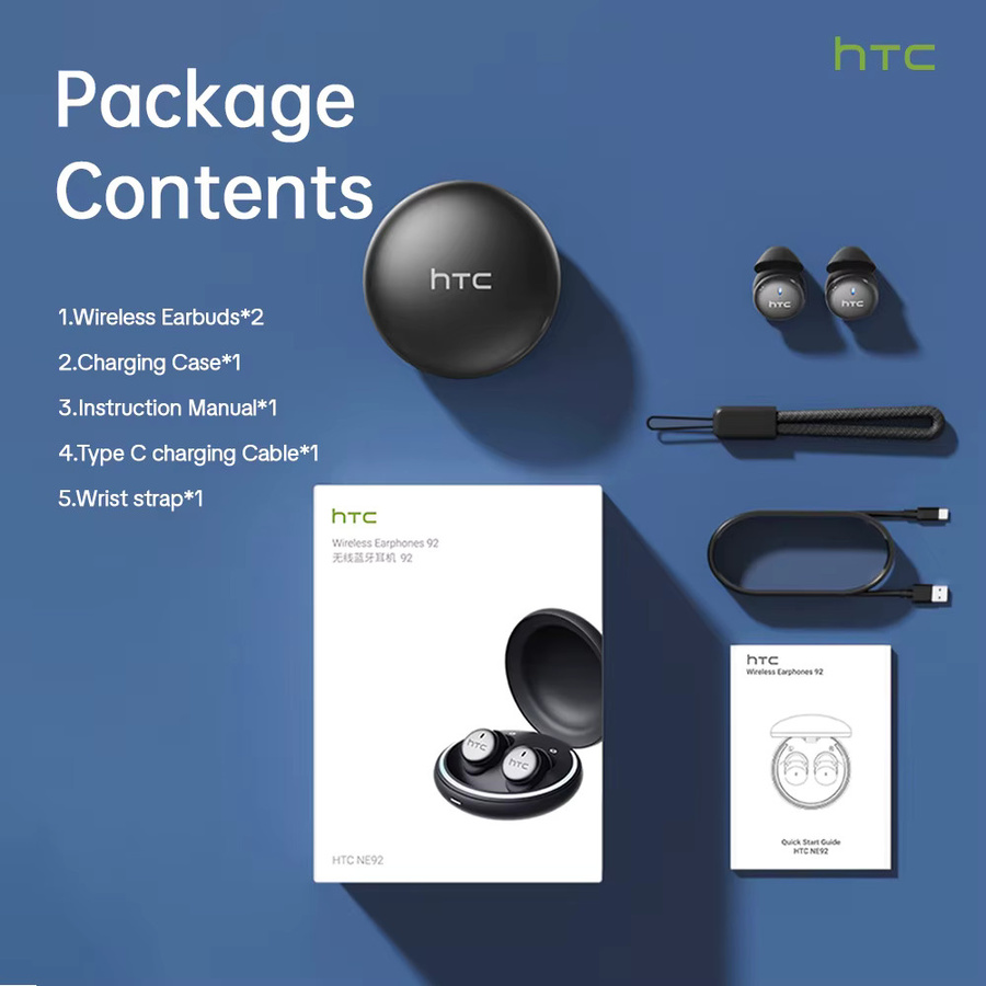 HTC NE92 Schlaf-Ohrhörer In-Ear Bluetooth Kopfhörer Schwarz mit 50 Stunden Wiedergabezeit und geringer Latenz - Bild 6