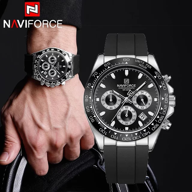 NAVIFORCE Chronograph, Quarz, Silber, Silikon, Herren - Bild 1